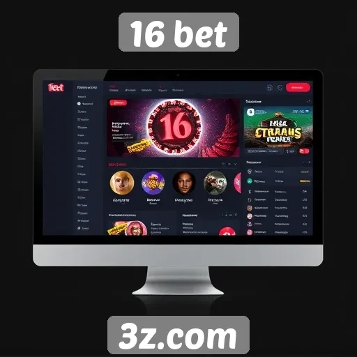 Interface e design do site 16 bet